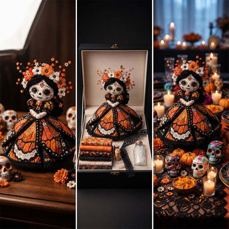 Handmade Day of the Dead DIY Fairy Patchwork Set