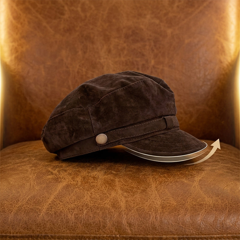 Women's Suede Beret Hat with Adjustable Fit