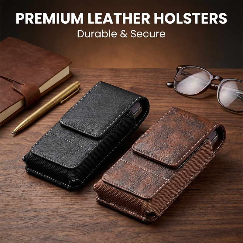 Men's PU Leather Belt Pouch with Card Slot