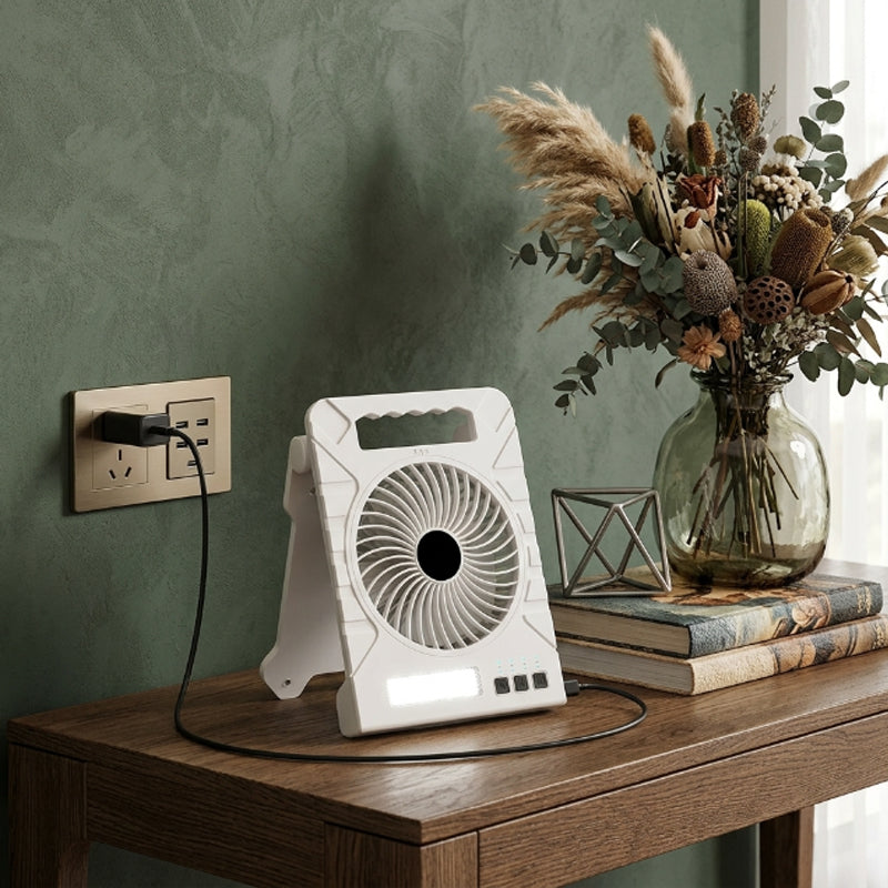 Portable Solar Charging Fan with LED Light