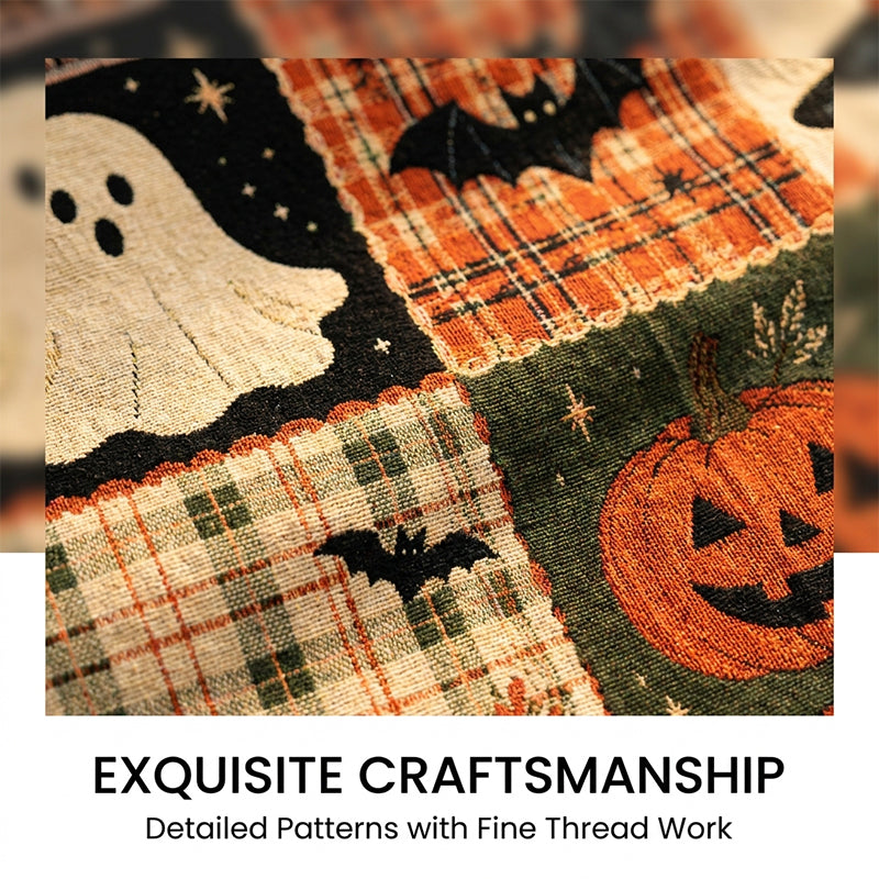 Halloween Patchwork Tassel Woven Blanket