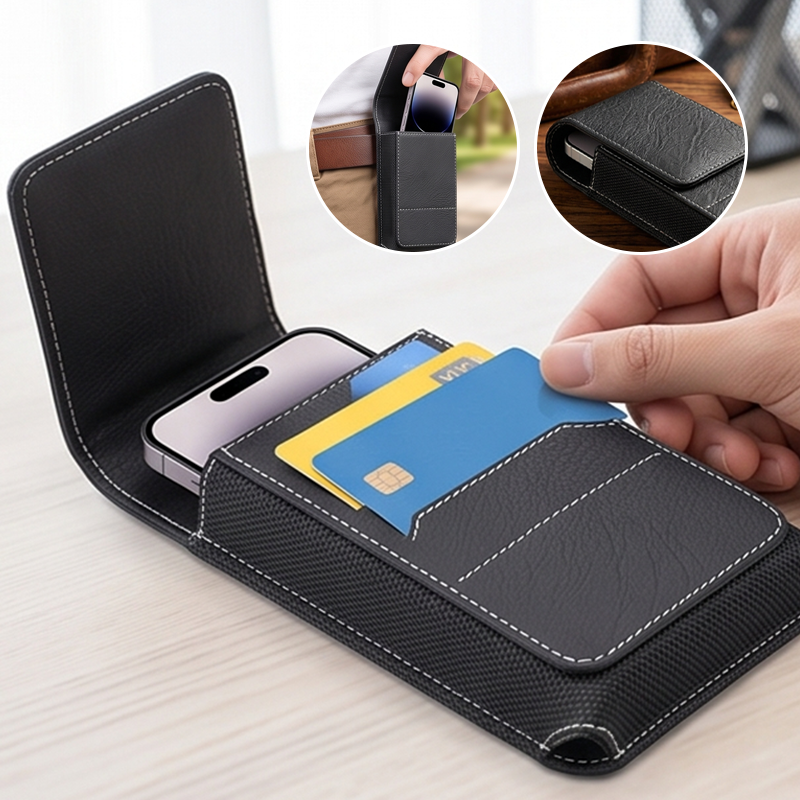 Men's PU Leather Belt Pouch with Card Slot