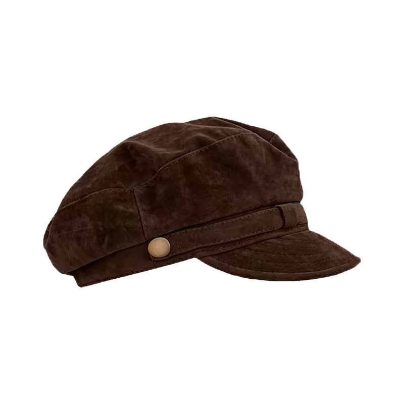 Women's Suede Beret Hat with Adjustable Fit