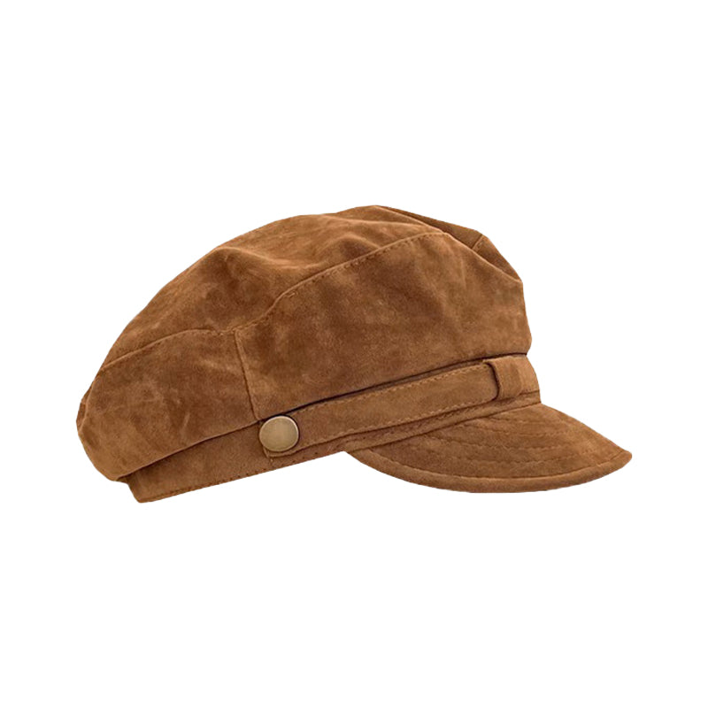 Women's Suede Beret Hat with Adjustable Fit