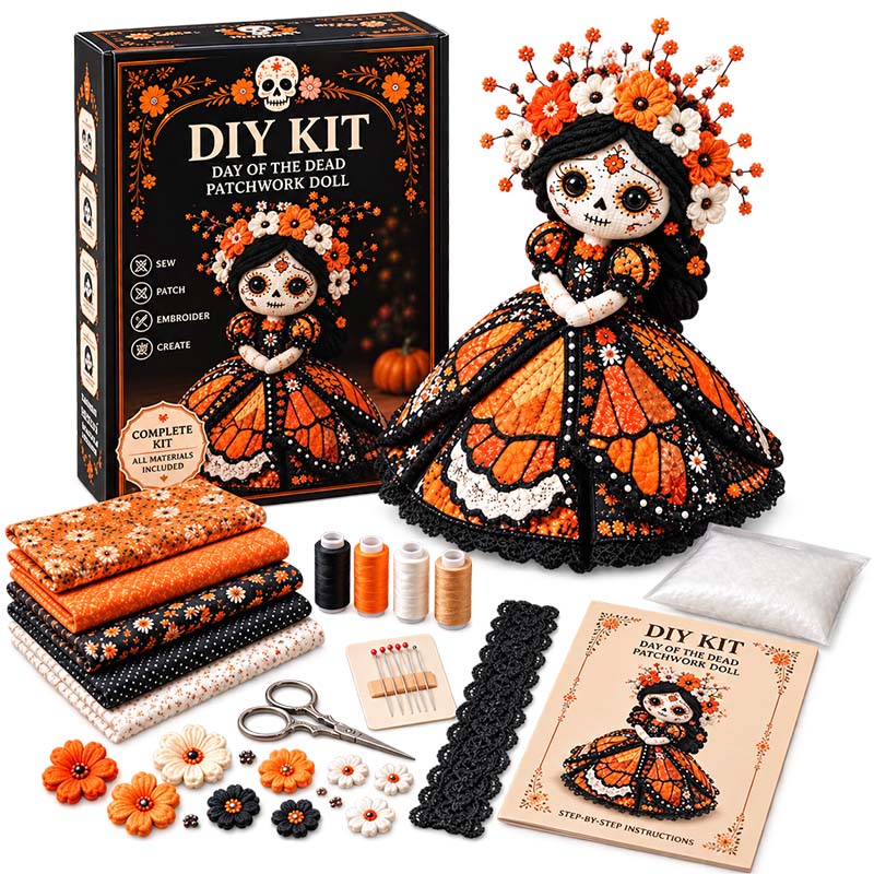 Handmade Day of the Dead DIY Fairy Patchwork Set