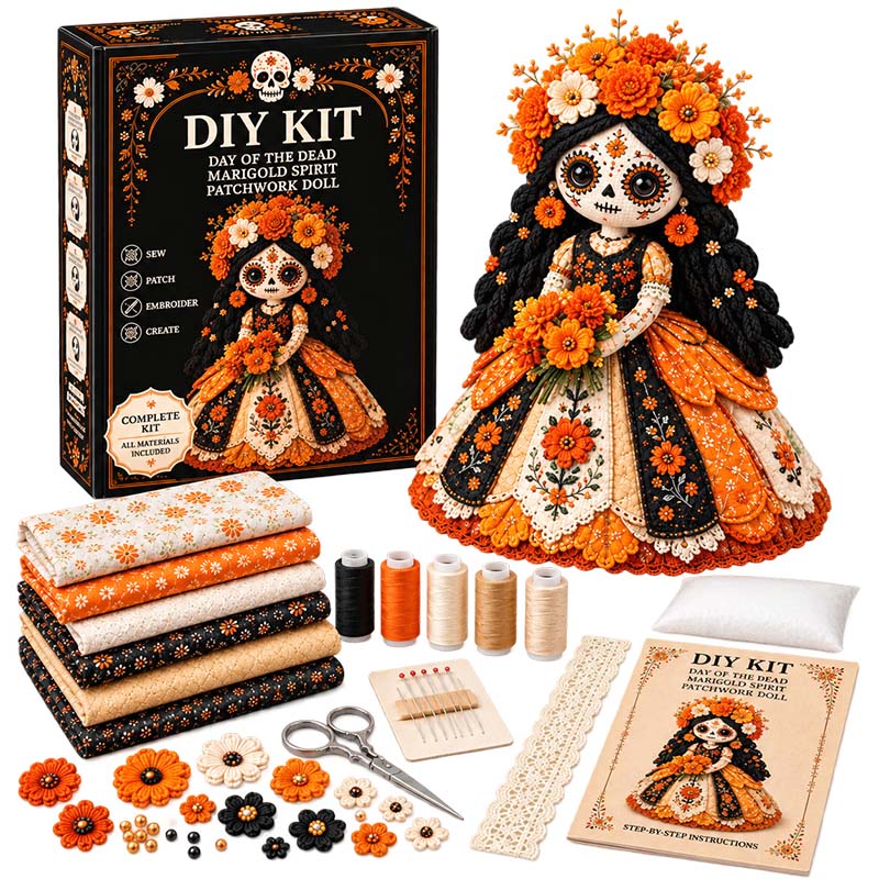 Handmade Day of the Dead DIY Fairy Patchwork Set