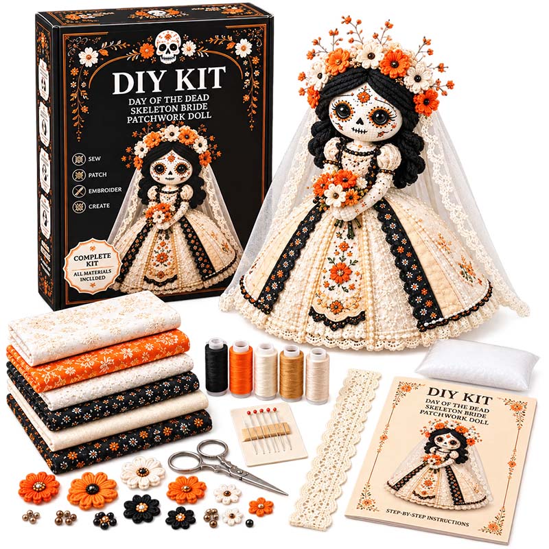 Handmade Day of the Dead DIY Fairy Patchwork Set