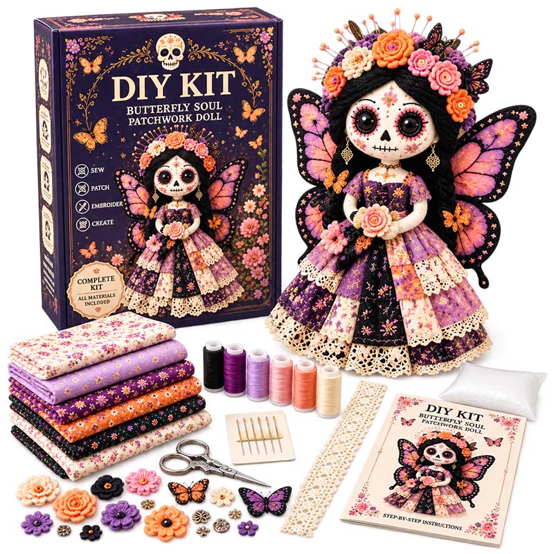 Handmade Day of the Dead DIY Fairy Patchwork Set