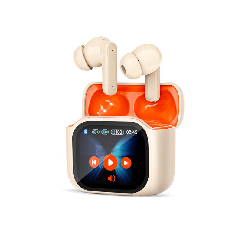 Bluetooth Noise-Cancelling Earbuds with Color Touchscreen