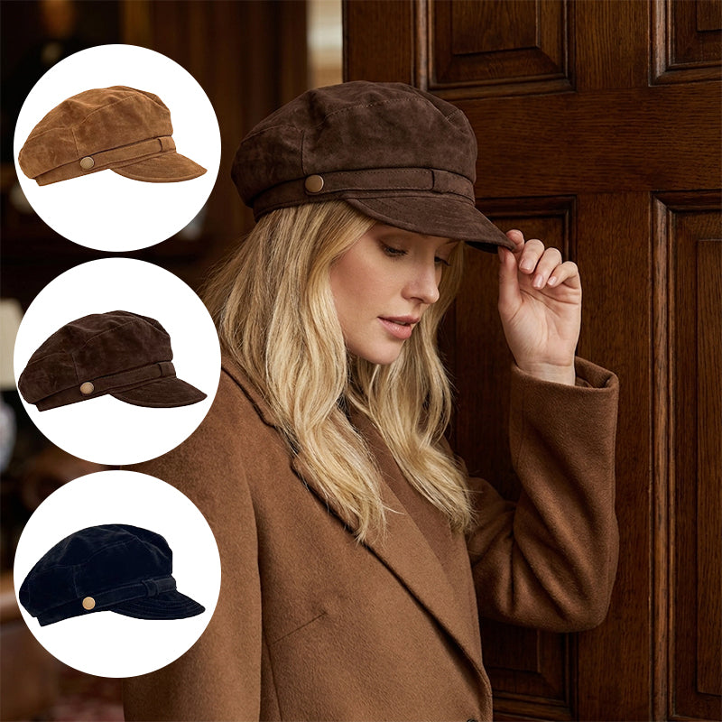 Women's Suede Beret Hat with Adjustable Fit