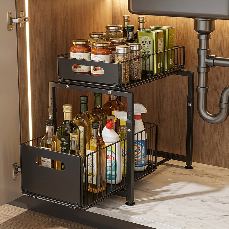 Adjustable Under Sink Pull Out Organizer