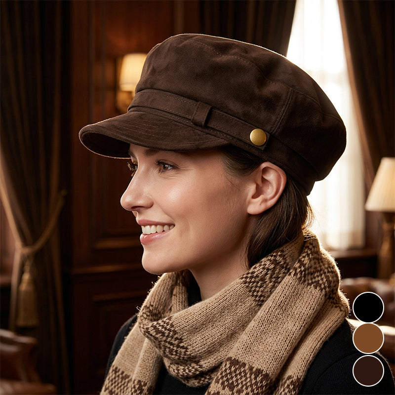 Women's Suede Beret Hat with Adjustable Fit