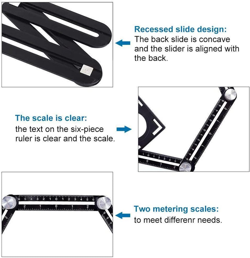 Amenitee Six-Sided Aluminum Alloy Angle Measuring Tool